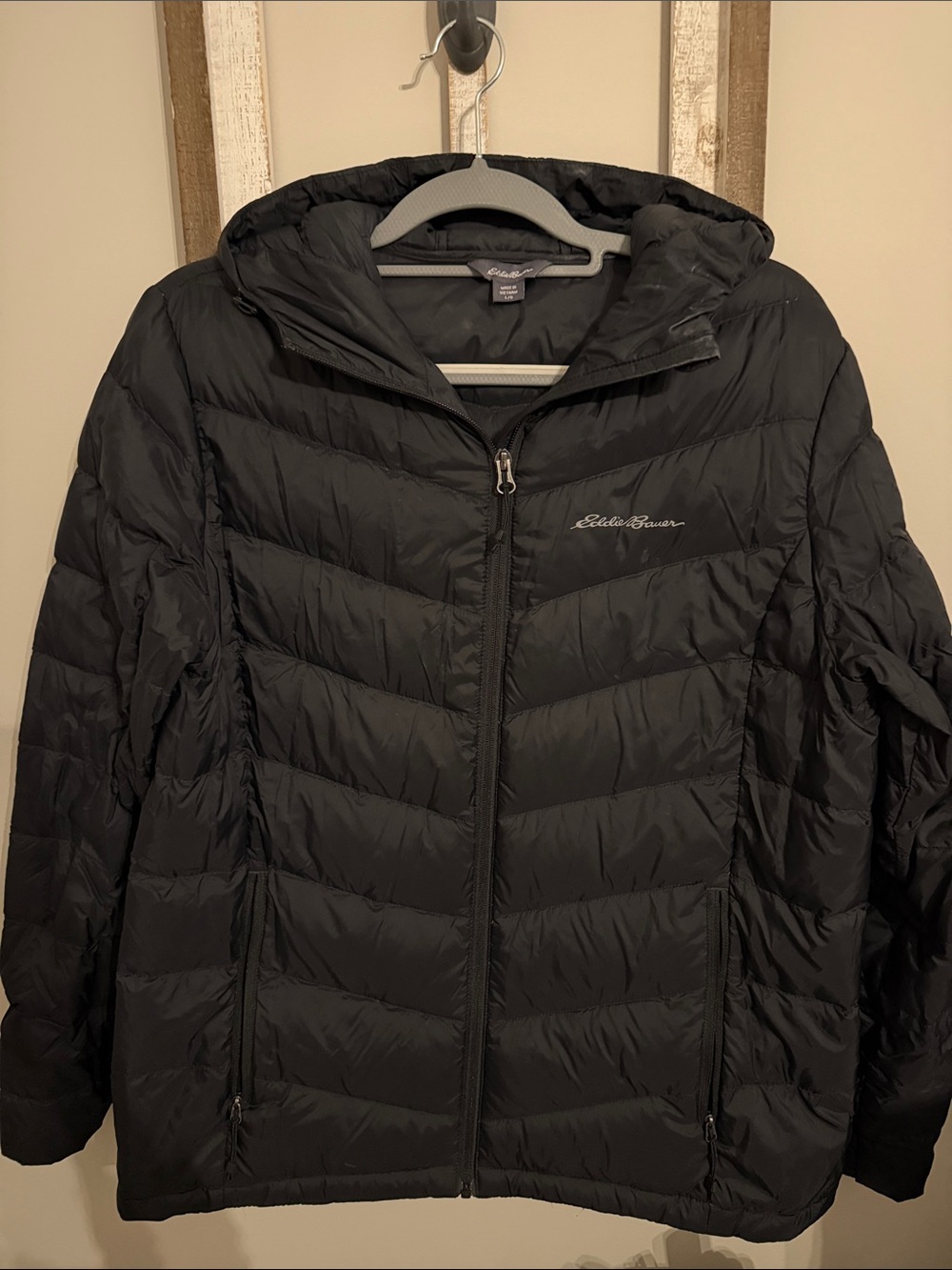 Eddie Bauer Women's Black Hooded Down Puffer Jacket